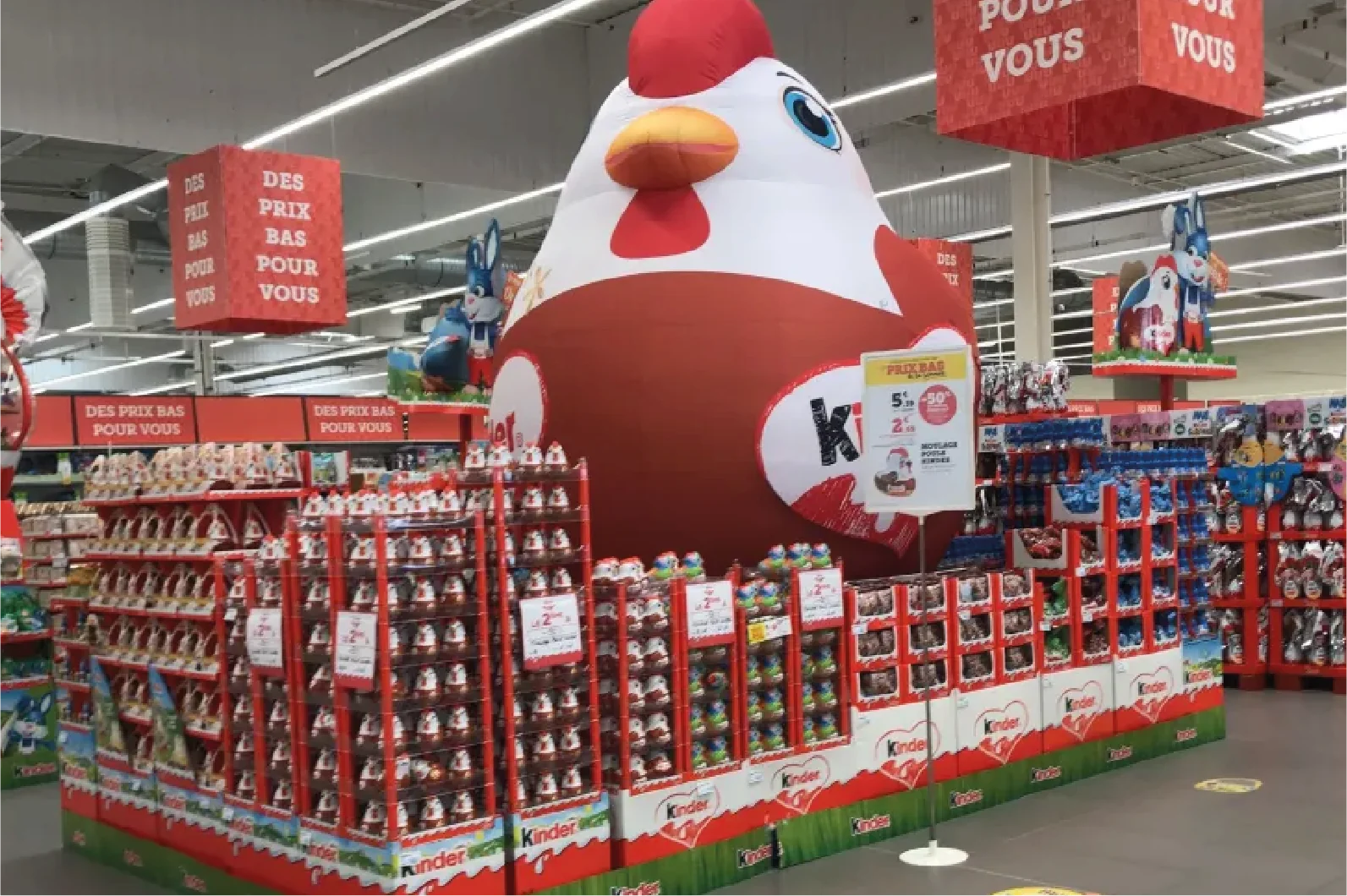 Easter chocolate display at the entrance of a French supermarket